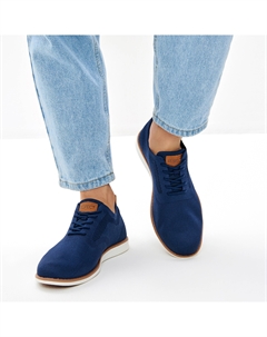 Темно-синие полуботинки из текстиля на контрастной подошве без подкладки Respect