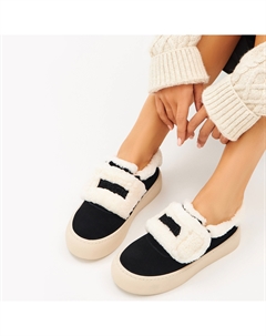 Черные утепленные слипоны из бархатистого велюра Respect