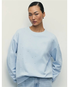 Свитшот из хлопка со стразами Zarina