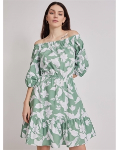 Платье из хлопка с открытыми плечами Zolla