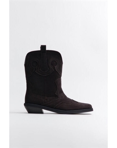 Полусапоги-казаки замшевые с вышивкой Befree