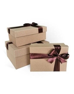 Коробка подарочная с бантом, 19 х 15 х 9 см, крафт, лента шоколадная Рутаупак