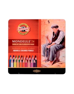 Набор карандашей акварельных Koh-I-Noor "Mondeluz" 24 цв в металле Koh-i-noor