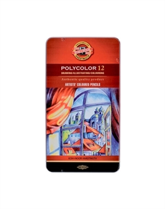 Набор карандашей цветных Koh-I-Noor "Polycolor" 12 шт в металле Koh-i-noor