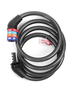 Велозамок кодовый, 8*1000мм, черный тросик,VS 8303 black polybag Vinca sport