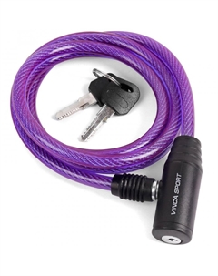 Велозамок 8*1200мм, фиолетовый тросик, полиэтилен, инд. уп.VS 102.102 violet polybag Vinca sport