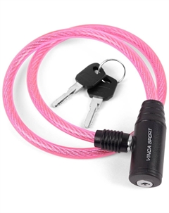 Велозамок 8*650мм, розовый тросик. полиэт.уп. инд.уп. VS 101.101 pink polybag Vinca sport
