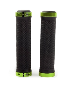 Грипсы велосипедные . с зажимами, длина 129мм, чёрные, зажим лайм, H-G 119 black/lime Vinca sport