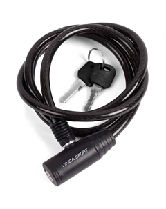 Велозамок 8*1200мм, чёрный тросик, полиэтилен, инд. уп. VS 102.102 black polybag Vinca sport