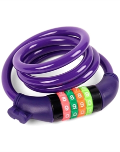 Замок велосипедный, кодовый 10*1000мм, фиолетовый тросик, VS 101.427 violet polybag Vinca sport