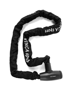 Велозамок цепь 8*1200мм, черная оплетка, полиэтилен, инд.уп. VS 101.715 polybag Vinca sport