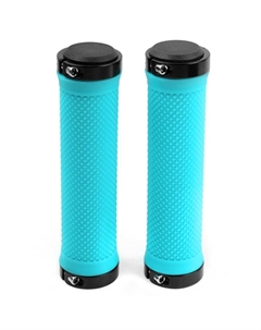 Грипсы велосипедные, с зажимами, длина 129мм, голубые, зажим черный, H-G 119 light blue/black Vinca sport