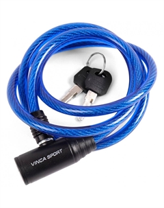 Велозамок 8*1200мм, синий тросик, полиэтилен,VS 102.102 blue polybag Vinca sport