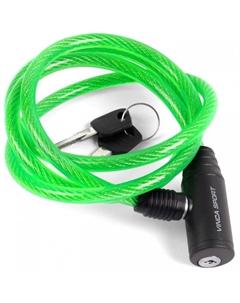 Велозамок 8*1200мм, зеленый тросик, полиэтилен, VS 102.102 green polybag Vinca sport