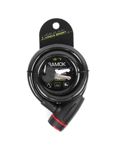 Замок велосипедный 12*1000мм, черн., защита замка от влаги, VS 8207 black polybag Vinca sport