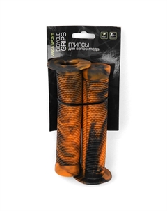 Грипсы велосипедные, резиновые, длина 145 мм, оранжево-черные, инд. упаковка, H-G 61 mix orange Vinca sport
