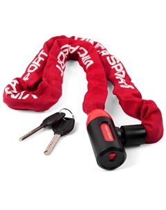 Велозамок цепь 6*1000мм, красная оплетка, полиэтилен, в инд.уп. VS 101.759 red polybag Vinca sport