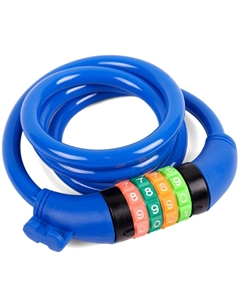 Замок велосипедный, кодовый 10*1000мм, синий тросик, VS 101.427 blue polybag Vinca sport
