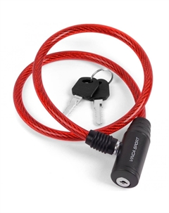 Велозамок 8*650мм, красный тросик, полиэтилен, инд.уп. VS 101.101 red polybag Vinca sport