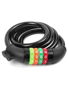 Замок велосипедный, кодовый 10*1000мм, черный тросик, VS 101.427 black polybag Vinca sport