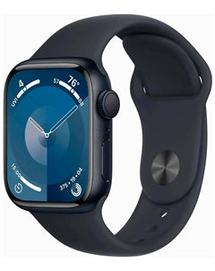 Часы Apple Watch Series 9, GPS, 41 mm, Midnight Aluminium Case with Midnight Sport Band, S/M, корпус из алюминия цвета полночно-черный (MR8W3LL/A)