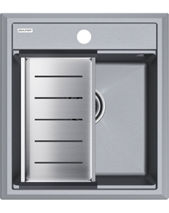 Мойка кухонная Stepia PM114651-GRM+A375-BS с коландером, серый металлик Paulmark