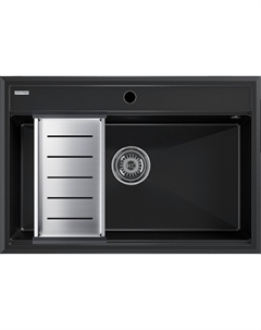 Мойка кухонная Stepia PM117551-BLM+A375-BS с коландером, черный металлик Paulmark