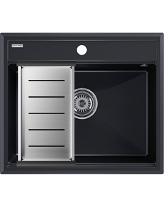 Мойка кухонная Stepia PM115951-BLM+A375-BS с коландером, черный металлик Paulmark