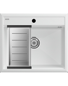 Мойка кухонная Stepia PM115951-WH+A375-BS с коландером, белая Paulmark