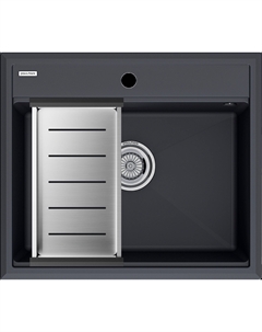 Мойка кухонная Stepia PM115951-AN+A375-BS с коландером, антрацит Paulmark