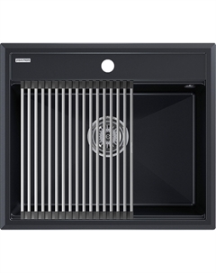 Мойка кухонная Stepia + Step PM115951-BLM+R375-BS черный металлик Paulmark
