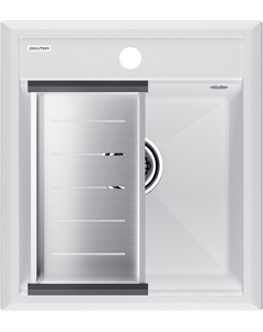 Мойка кухонная Stepia PM114651-WH+A375-BS с коландером, белая Paulmark