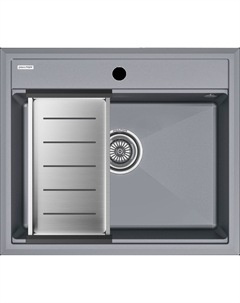 Мойка кухонная Stepia PM115951-GRM+A375-BS с коландером, серый металлик Paulmark
