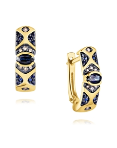 Серьги из желтого золота с сапфирами и бриллиантами Адамас