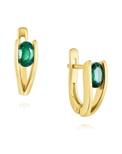 Серьги из желтого золота с изумрудами Адамас