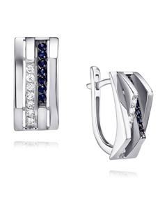 Серьги из белого золота с сапфирами и бриллиантами Адамас