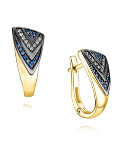 Серьги из желтого золота с сапфирами и бриллиантами Адамас