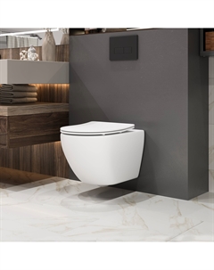 Подвесной унитаз Торнадо GR-4457MSQ безободковый, с сиденьем микролифт, белый матовый Grossman