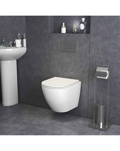 Подвесной унитаз Торнадо GR-4455MSQ безободковый, с сиденьем микролифт, белый матовый Grossman