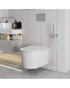 Подвесной унитаз Торнадо GR-4499SQ безободковый, с сиденьем микролифт, белый Grossman