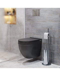 Подвесной унитаз Торнадо GR-4483BMSQ безободковый, с сиденьем микролифт,черный матовый Grossman