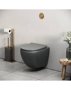 Подвесной унитаз Торнадо GR-4455GMSQ безободковый, с сиденьем микролифт, серый матовый Grossman