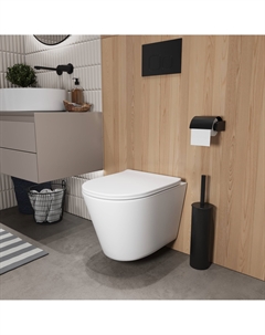 Подвесной унитаз Торнадо GR-4477MSQ безободковый, с сиденьем микролифт, белый матовый Grossman