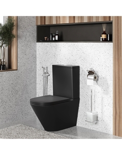 Унитаз напольный Торнадо GR-4450BMSQ безободковый, с сиденьем микролифт, черный матовый Grossman