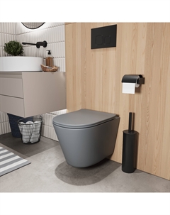 Подвесной унитаз Торнадо GR-4477GMSQ безободковый, с сиденьем микролифт, серый матовый Grossman