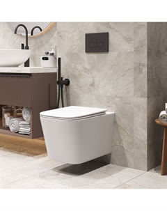 Подвесной унитаз Торнадо GR-4404MSQ безободковый, с сиденьем микролифт, белый матовый Grossman