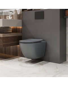 Подвесной унитаз Торнадо GR-4457GMSQ безободковый, с сиденьем микролифт, серый матовый Grossman
