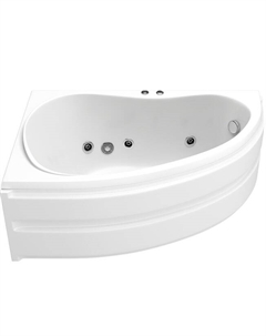 Акриловая ванна Алегра 150х90 белая глянцевая, без гидромассажа, с каркасом и со сливом, левая Bas