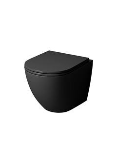 Унитаз подвесной GR-4457BMS безободковый, с сиденьем микролифт, черный матовый Grossman