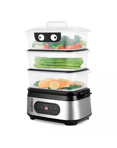 Пароварка Kitfort КТ-4082 , 950 Вт, ярусов: 3, серебристый/черный